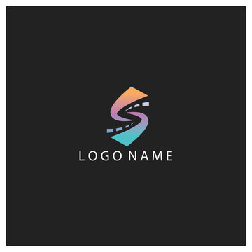 Letter s road logo illustration with vector design background