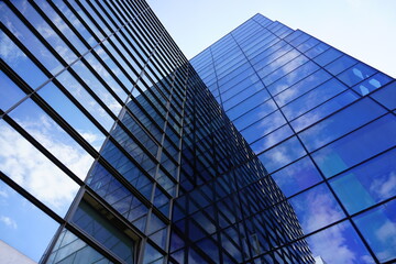 Modern skyscraper ,  office building and hotels . Glass modern fasade, reflection - Architecture in center city