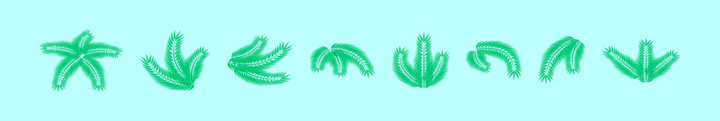 Fototapeta na wymiar set of palm sunday leaves cartoon icon design template with various models. vector illustration isolated on blue background