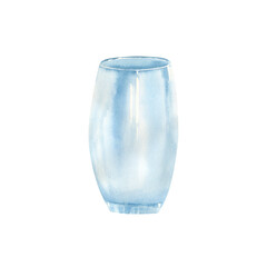 Empty glass Illustration. Watercolor illustration with empty juice glass or vase for flowers