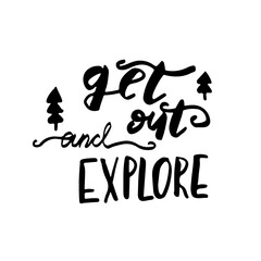 Hand drawn brush lettering motivational phrase Explore. Sketch style inspirational quote. Vector words on the white background. Travel and tourism.