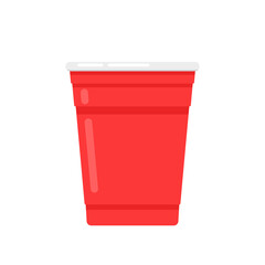 Red beer cup vector. Red plastic cup isolated on white background.