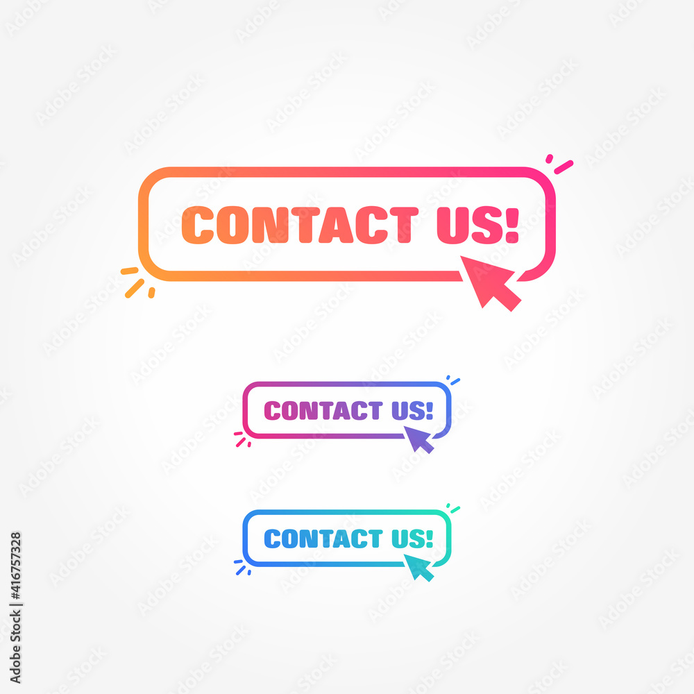 Sticker contact us button with cursor label set