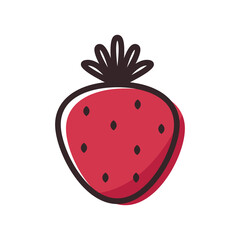 Strawberry cartoon vector. Strawberry doodle symbol vector.