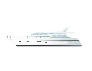 Modern motor yacht boat vector illustration on white background