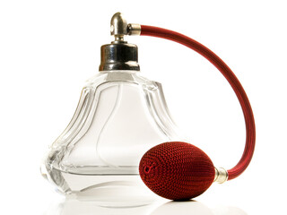 Old Perfume Bottle Present isolated on white Background