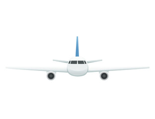 White passenger airplane front view vector illustration on white background