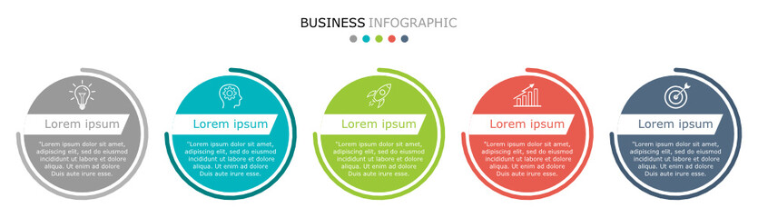 Business infographic Vector with 5 steps. Used for presentation,information,education,connection,marketing, project,strategy,technology,learn,brainstorm,creative,growth,abstract,stairs,idea,text,work.