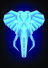 Elephant head Polygonal geometric, Abstract linear isolated objects, Vector, Icon.