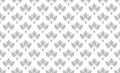 Flower geometric pattern. Seamless vector background. White and gray ornament. Ornament for fabric, wallpaper, packaging. Decorative print.