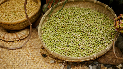 Korean traditional market green beans 