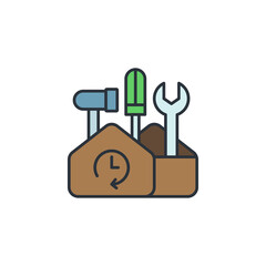 Periodic maintenance icon, color, line, outline vector sign, linear style pictogram isolated on white. Symbol, logo illustration