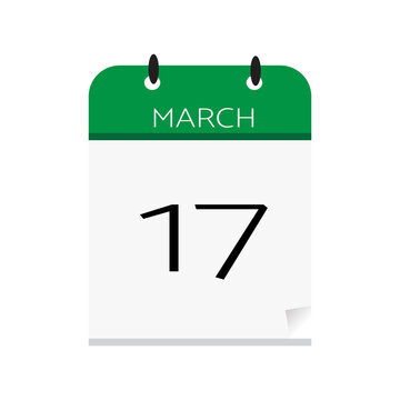 calendar 17 march st.patrick day  icon flat vector.