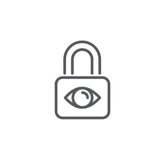 Privacy protection, Lock with eye icon, color, line, outline vector sign, linear style pictogram isolated on white. Symbol, logo illustration