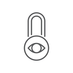 Privacy protection, Lock with eye icon, color, line, outline vector sign, linear style pictogram isolated on white. Symbol, logo illustration