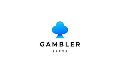Obraz premium Gambler Cloud Logo Design Vector Icon Illustration