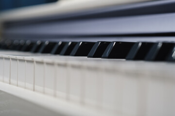 Close-Up Of Piano Keys. Shallow depth of field