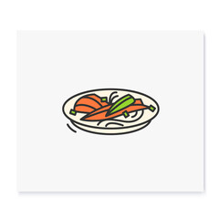 Kimchi color icon. Traditional korean dish. Healthy asian food of fermented vegetables. Korean cuisine and nutrition concept. Isolated vector illustration