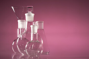 Chemical vessels. Glass flasks. Laboratory utensil.