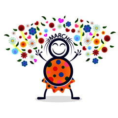 Fototapeta premium Vector illustration on the theme of International Women's Day on March 8.