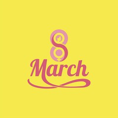 Typography 8 March Woman Day Logo Design