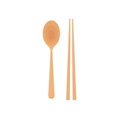 Chopsticks and spoon vector. chopsticks and spoon on white background.