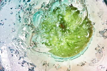 Glass with a fruit drink.