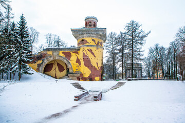 Tower ruin. Catherine Park. Pushkin (Tsarskoe Selo). St. Petersburg. Russia