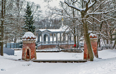 Red Cascade and Marble Bridge. Catherine Park. Tsarskoe Selo. Pushkin. St. Petersburg. Russia