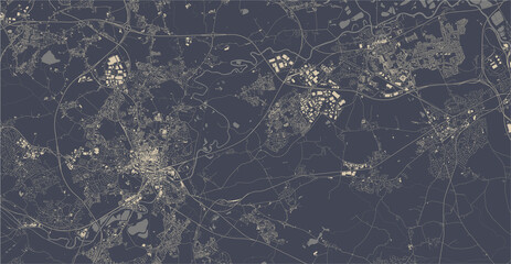 map of the city of Wakefield, England, UK