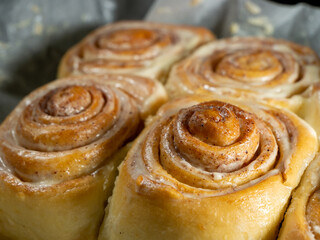 Fototapeta premium Fresh Sweet Homemade Cinnamon Rolls