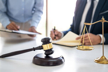 Consultation and conference of professional businesswoman and Male lawyers working and discussion...