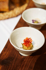 Variety of flower teas, hot tea drinks