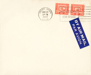 luftpost airmail air mail briefumschlag envelope vintage retro alt old frankiert cancel used...