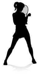 A tennis player woman silhouette sports person design element