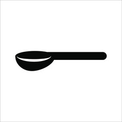 Silhouette of a metal spoon icon on white background. color editable