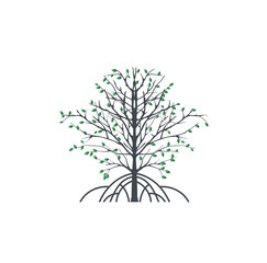 elegant mangrove tree logo with molten leaves vector