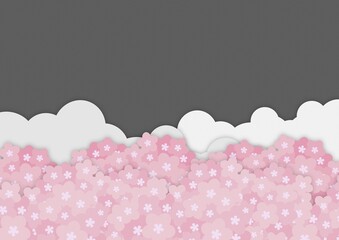 ペーパークラフトのような夜桜の背景 no.09