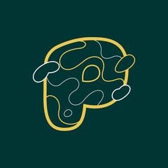 Landscape P letter logo with geology line pattern.