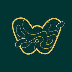 Landscape W letter logo with geology line pattern.