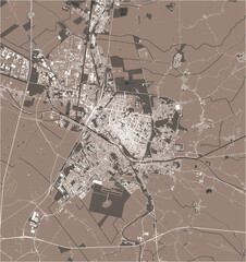 map of the city of Ferrara, Italy
