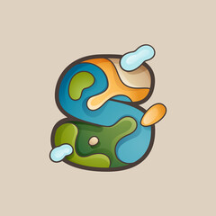 Letter S logo with topographic map line pattern.