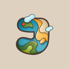 Letter J logo with topographic map line pattern.
