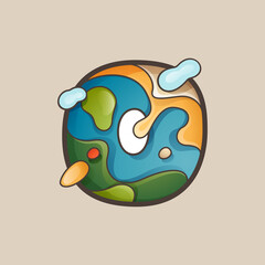 Letter O logo with topographic map line pattern.