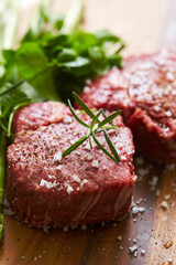 raw beef steak with vegetables