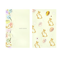 Easter posters set with colorful eggs and decorations.