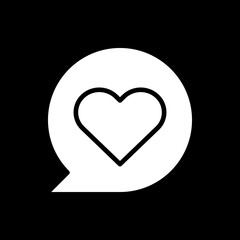 Heart dark mode glyph icon. Social media communication. Favourite post. Phone screen menu element. Smartphone UI button. White silhouette symbol on black space. Vector isolated illustration