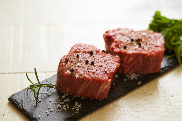 Raw meat aged with rosemary salt