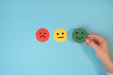 Customer service experience and satisfaction survey concepts. Positive customer review. Client's...
