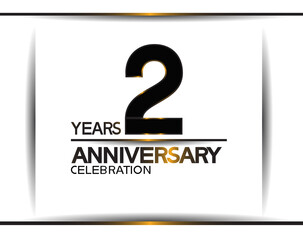 2 years anniversary black color simple design isolated on white background can be use for template, invitation and special moment celebration